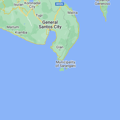 Map showing location of Balangonan (5.573330, 125.353890)