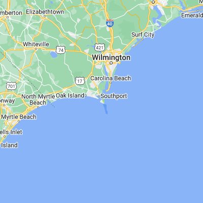 Map showing location of Bald Head Island (33.861840, -77.994430)