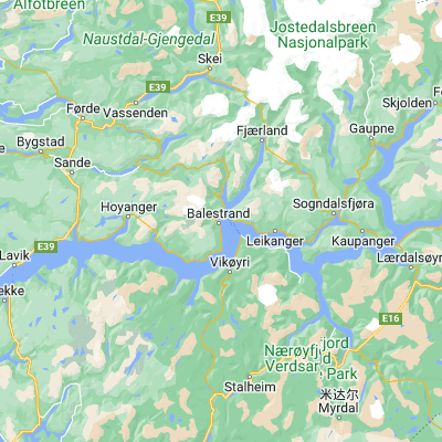 Map showing location of Balestrand (61.207570, 6.533400)