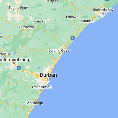 Map showing location of Ballito (-29.538970, 31.214390)