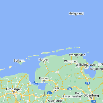 Map showing location of Baltrum (53.733330, 7.366670)