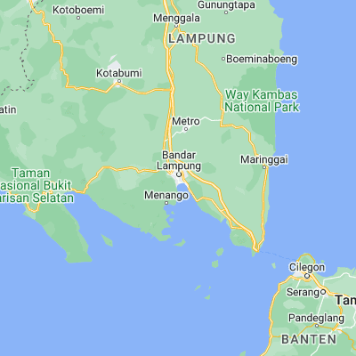 Map showing location of Bandarlampung (-5.425440, 105.258030)