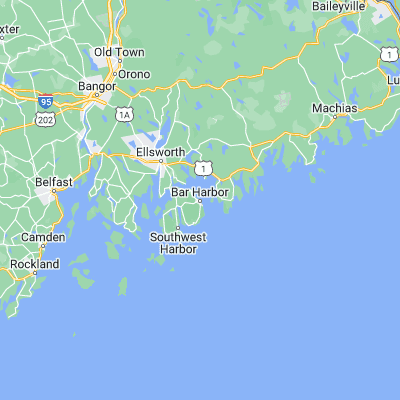 Map showing location of Bar Harbor (44.387580, -68.203900)