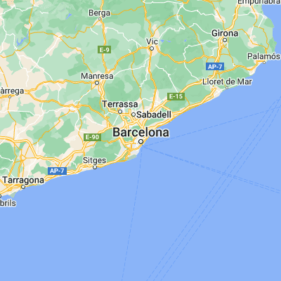 Map showing location of Barcelona (41.388790, 2.158990)