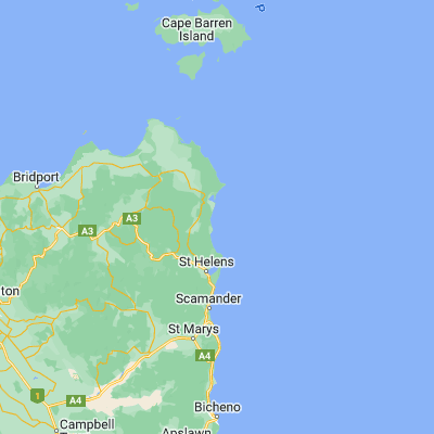 Map showing location of Bay of Fires (-41.119790, 148.297040)