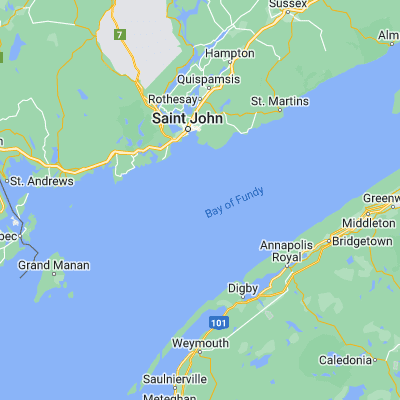 Map showing location of Bay of Fundy (45.000000, -66.000000)