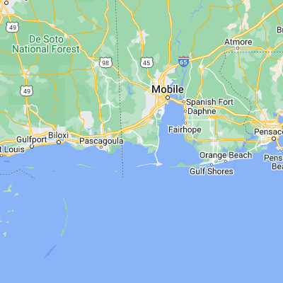 Map showing location of Bayou La Batre Bridge (30.403520, -88.248520)
