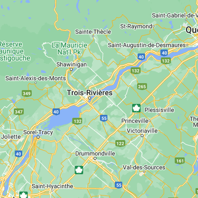 Map showing location of Bécancour (46.333360, -72.432410)