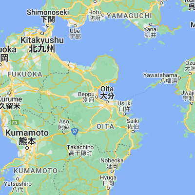 Map showing location of Beppu (33.273610, 131.491940)