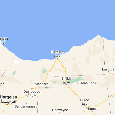 Map showing location of Berbera (10.439590, 45.014320)
