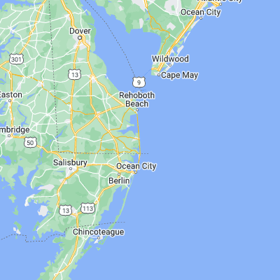 Map showing location of Bethany Beach (38.539560, -75.055180)