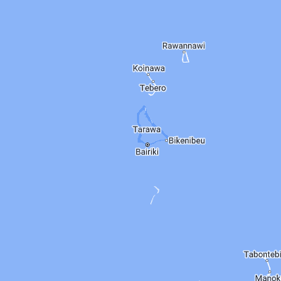 Map showing location of Betio Village (1.357970, 172.921050)