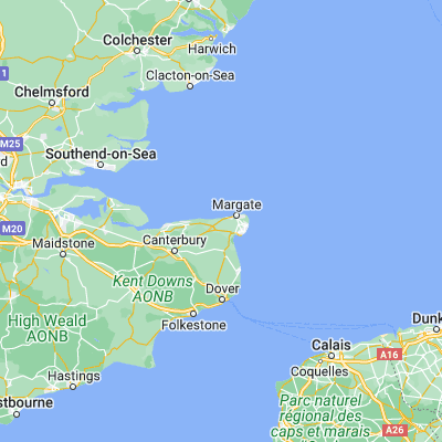 Map showing location of Birchington-on-Sea (51.375750, 1.304800)