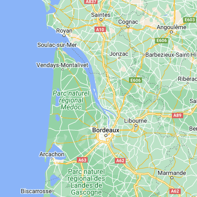 Map showing location of Blaye (45.133330, -0.666670)