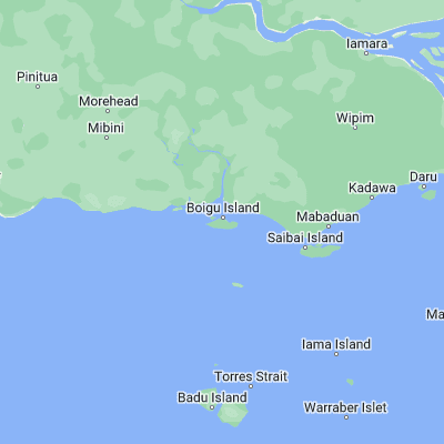 Map showing location of Boigu Island (-9.260280, 142.213610)