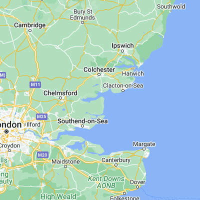 Map showing location of Bradwell on Sea (51.724800, 0.899850)