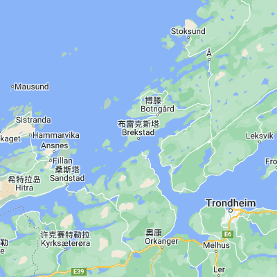 Map showing location of Brekstad (63.686970, 9.665410)