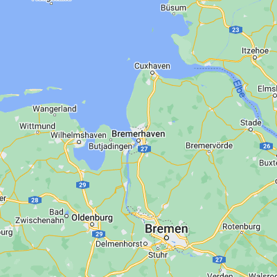 Map showing location of Bremerhaven (53.550210, 8.576740)