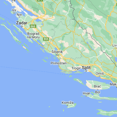 Map showing location of Brodarica (43.680000, 15.919720)