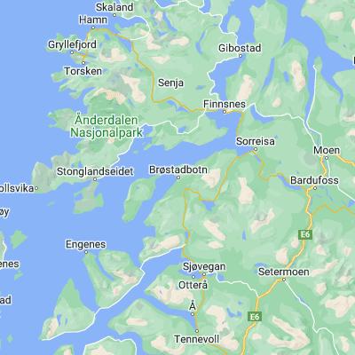 Map showing location of Brøstadbotn (69.088730, 17.694890)