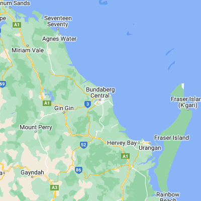 Map showing location of Bundaberg (-24.866210, 152.347900)