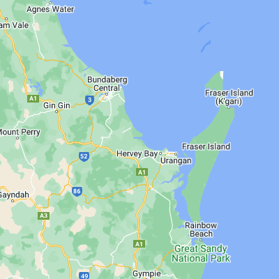 Map showing location of Burrum Heads (-25.184570, 152.612630)