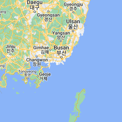 Map showing location of Busan (35.102780, 129.040280)