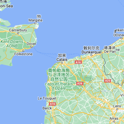 Map showing location of Calais (50.958100, 1.852050)