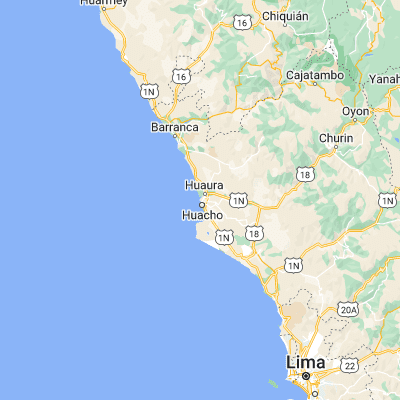 Map showing location of Caleta de Carquín (-11.092500, -77.626670)