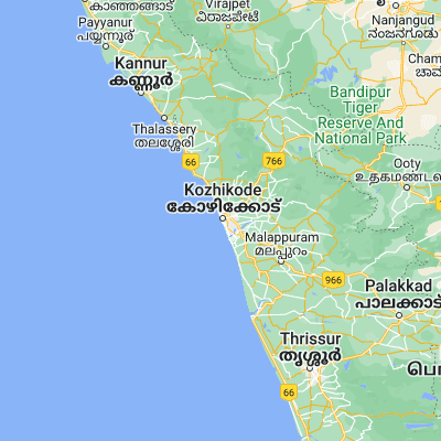 Map showing location of Calicut (11.250000, 75.766670)