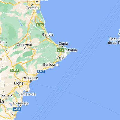 Map showing location of Calp (38.644700, 0.044500)