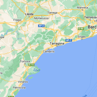 Map showing location of Cambrils (41.074790, 1.052440)