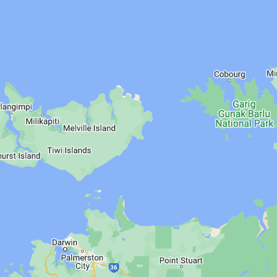 Map showing location of Camp Point (-11.611060, 131.426260)