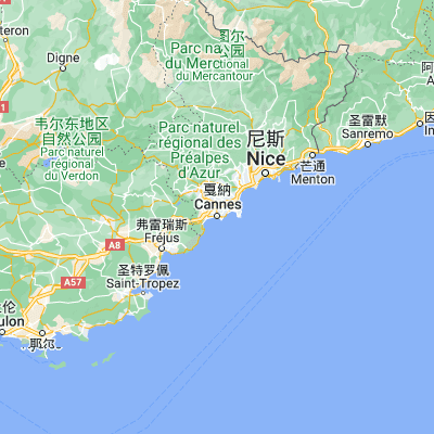 Map showing location of Cannes (43.551350, 7.012750)