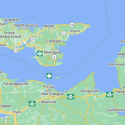 Map showing location of Cape Bear (46.000120, -62.465340)