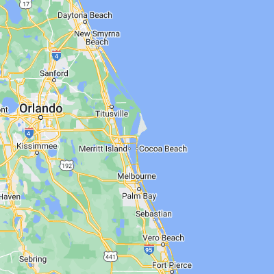 Map showing location of Cape Canaveral (28.405840, -80.604770)