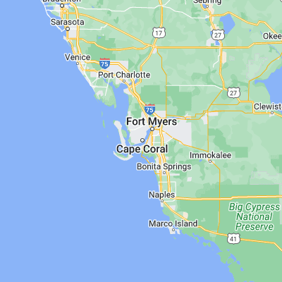 Map showing location of Cape Coral (26.562850, -81.949530)