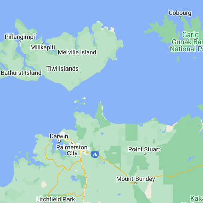 Map showing location of Cape Hotham (-12.042570, 131.299140)