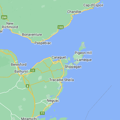Map showing location of Caraquet (47.794130, -64.938600)