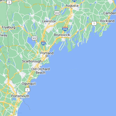 Map showing location of Casco Bay (43.633420, -70.049490)
