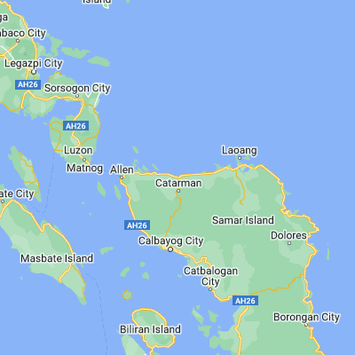 Map showing location of Catarman (12.498900, 124.637700)