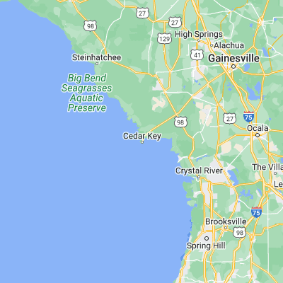 Map showing location of Cedar Key (29.138580, -83.035120)