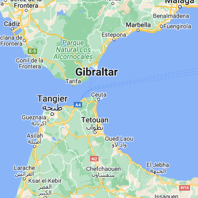 Map showing location of Ceuta (35.889330, -5.319790)