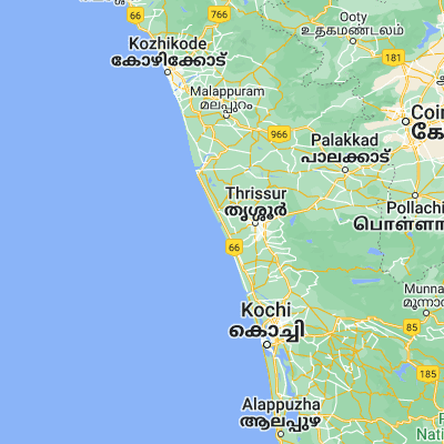 Map showing location of Chāvakkād (10.533330, 76.050000)