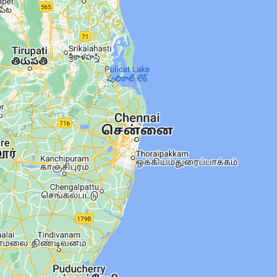 Map showing location of Chennai (13.087840, 80.278470)