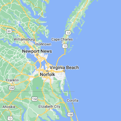 Map showing location of Chesapeake Bay (37.002550, -76.047360)