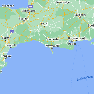 Map showing location of Chesil Beach (50.633330, -2.566670)