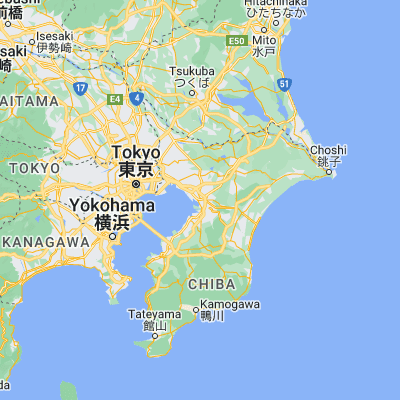 Map showing location of Chiba-shi (35.604720, 140.123330)
