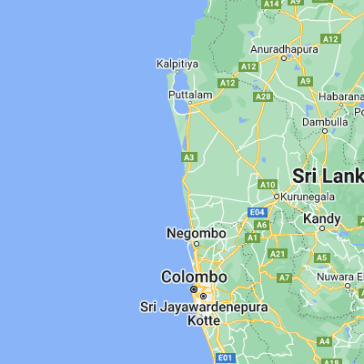 Map showing location of Chilaw (7.575830, 79.795280)