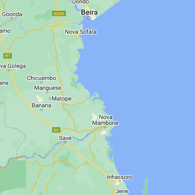 Map showing location of Chiloane (Porto de) (-20.669170, 34.928610)